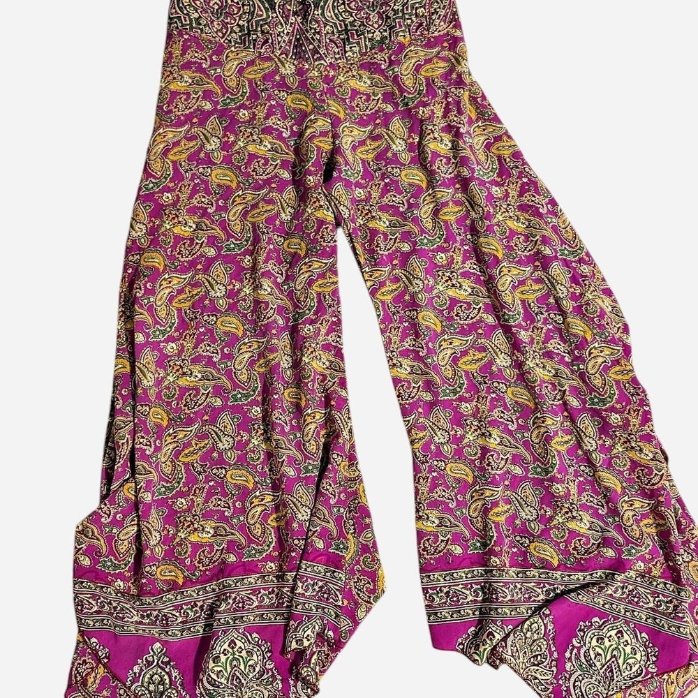 Paisley Print Wide-Leg Yoga Pants
